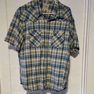 Lucky Brand Blue and White Plaid Casual Shirt